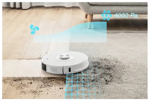 Sencor - Aspirator robot 2 în 1 cu mop, 50 W, baterie 5000 mAh, Wi-Fi, alb, telecomandă inclusă