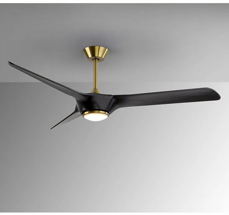 Lustra LED cu Ventilator si telecomanda, lame din lemn Alisios negru/ bronz