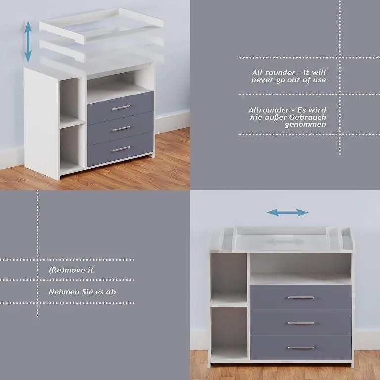 INFANTASTIC,masuta schimare scutece 113 x 53 x 101 cm, alb ș