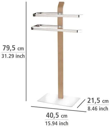 WENKO 20396100 - Suport pentru prosoape SAMONA, 40,5 x 79,5 cm, crom lucios/maro