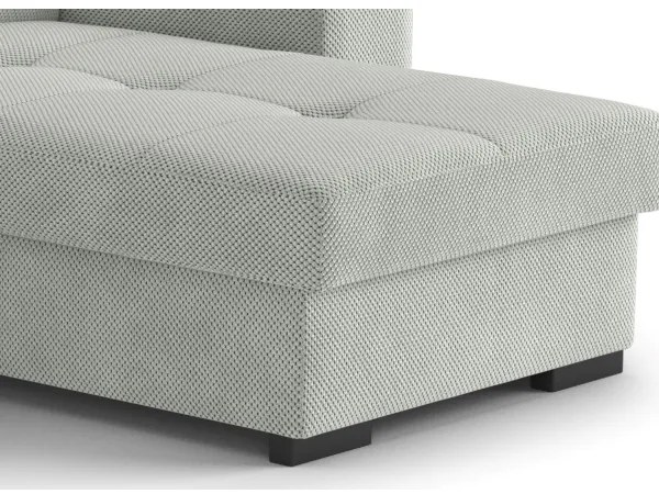 Canapea extensibilă PALERMO cu spațiu de depozitare și taburet, gri deschis, pe partea dreaptă