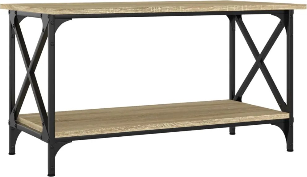 vidaXL Măsuță cafea, stejar sonoma, 80x45x45 cm lemn prelucrat și fier