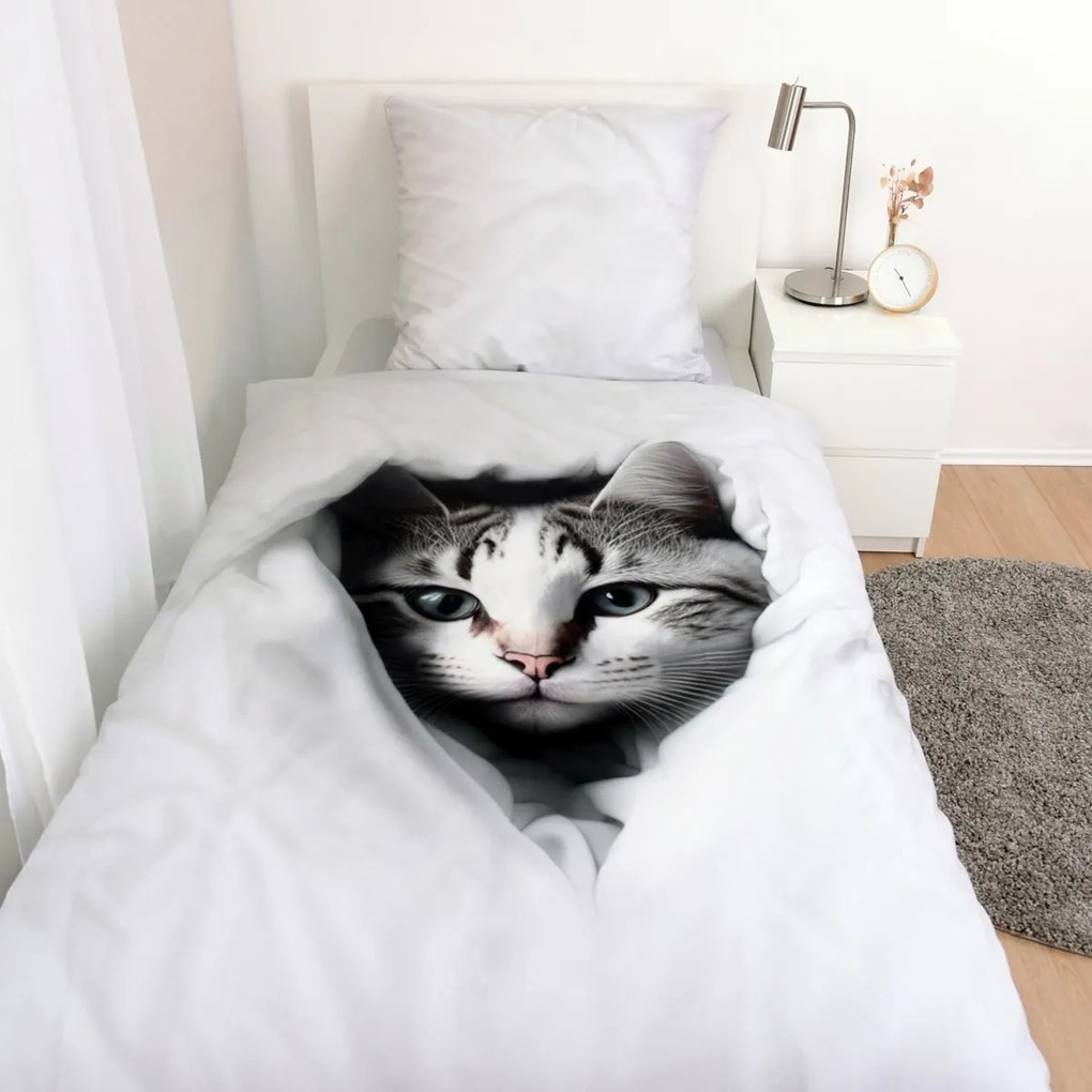 Lenjerie de pat din bumbac pentru copii Herding Cat, 135 x 200 cm, 80 x 80 cm