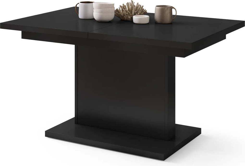 Mazzoni ASTON MINI Negru Mat - MĂSUȚĂ DE CAFEA MODERNĂ EXTENSIBILĂ REGLABILĂ PE ÎNĂLȚIME MASĂ TRANSFORMABILĂ