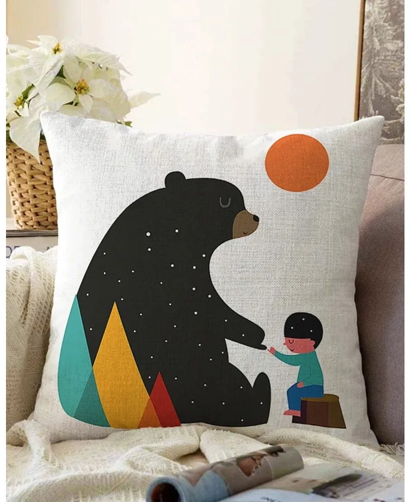 Față de pernă din amestec de bumbac Minimalist Cushion Covers Bear, 55 x 55 cm