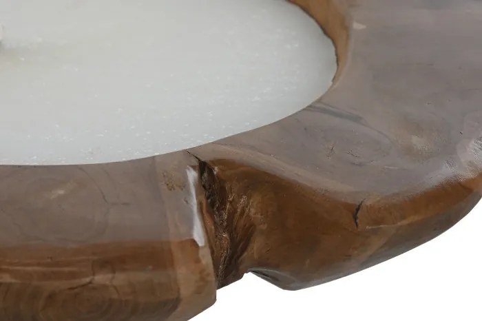 Lumânare decorativă tip ceară, stil natural rustic, culoare naturală, din ceară și lemn de tec, „Teak”