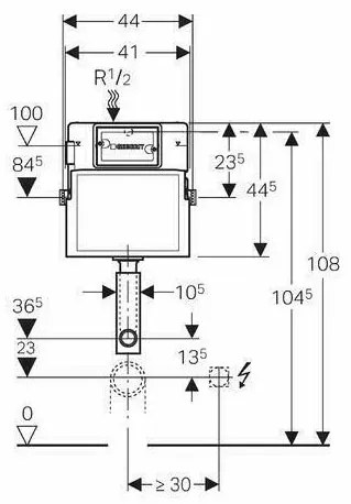 Rezervor incastrat Geberit Delta UP100 12cm pentru pereti subtiri