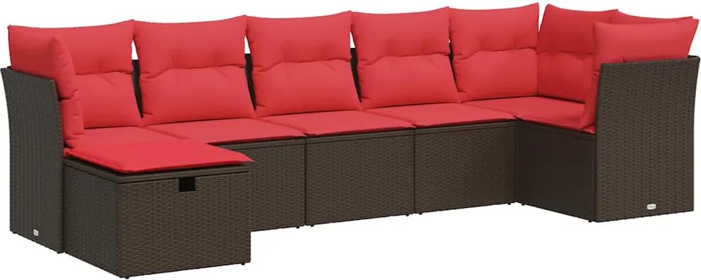 vidaXL Set canapele de grădină cu perne, 7 piese, maro, poliratan
