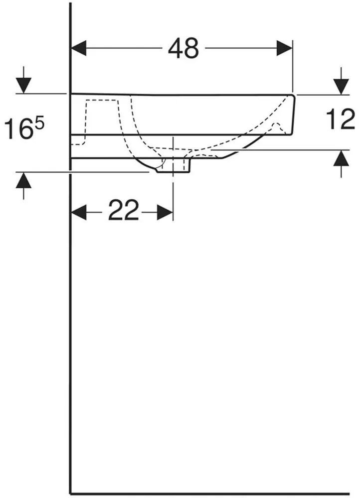 Lavoar baie suspendat alb 60 cm, dreptunghiular, Geberit Smyle Square Alb