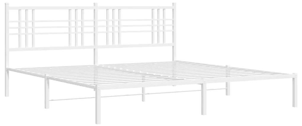 376380 vidaXL Cadru de pat metalic cu tăblie, alb, 200x200 cm
