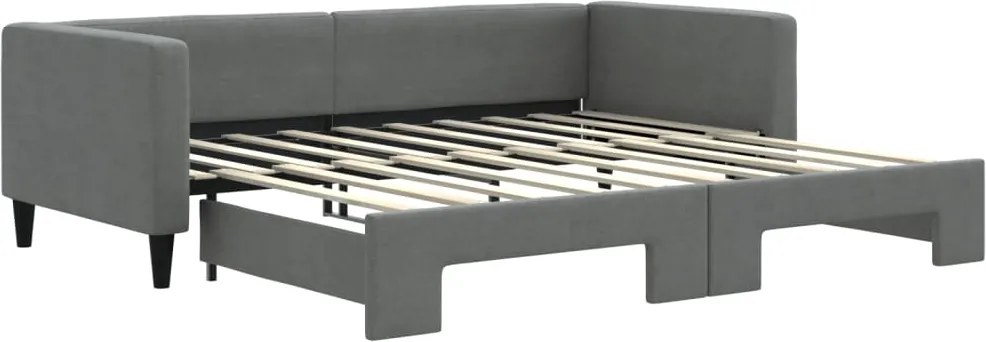 vidaXL Pat de zi cu extensie, gri închis, 90x190 cm, textil