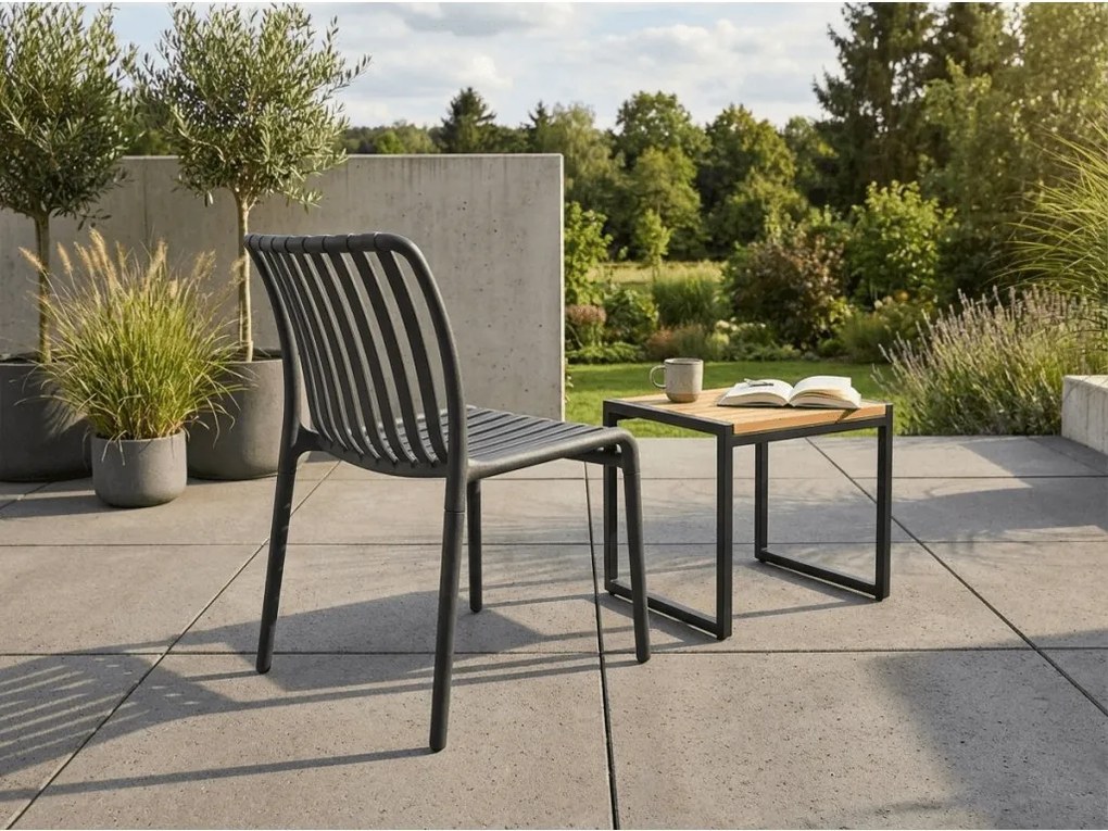 Set de gradina TREGO ISLAND - 2 scaune si masa rotunda ø 60 cm, antracit