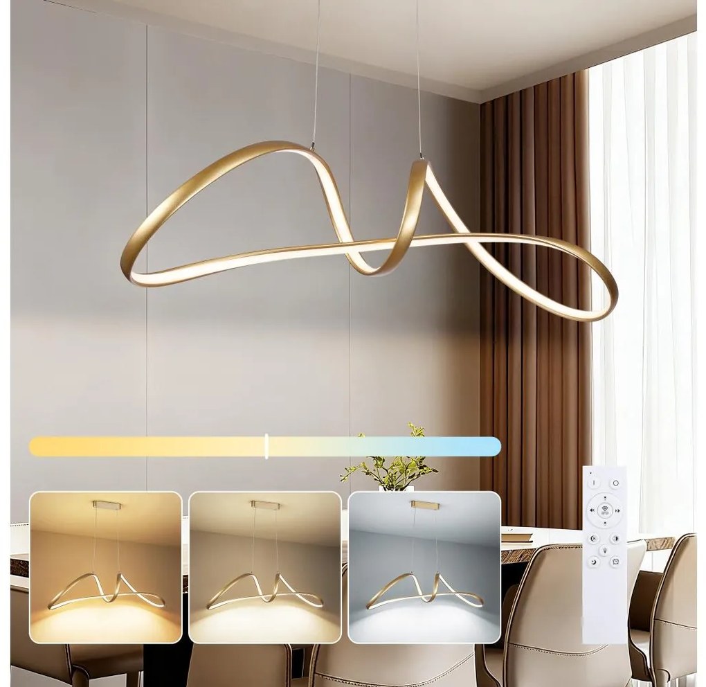 Brilagi-LED Lustra reglabilă pe cablu TWISTER LED/60W/230V 3000-6000K aurie+telecomandă