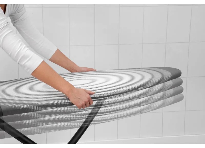 Masă de călcat Brabantia D 90300136, 135x45 cm, 7 poziții reglabile, zonă de călcat rezistentă la căldură, Gri închis/alb