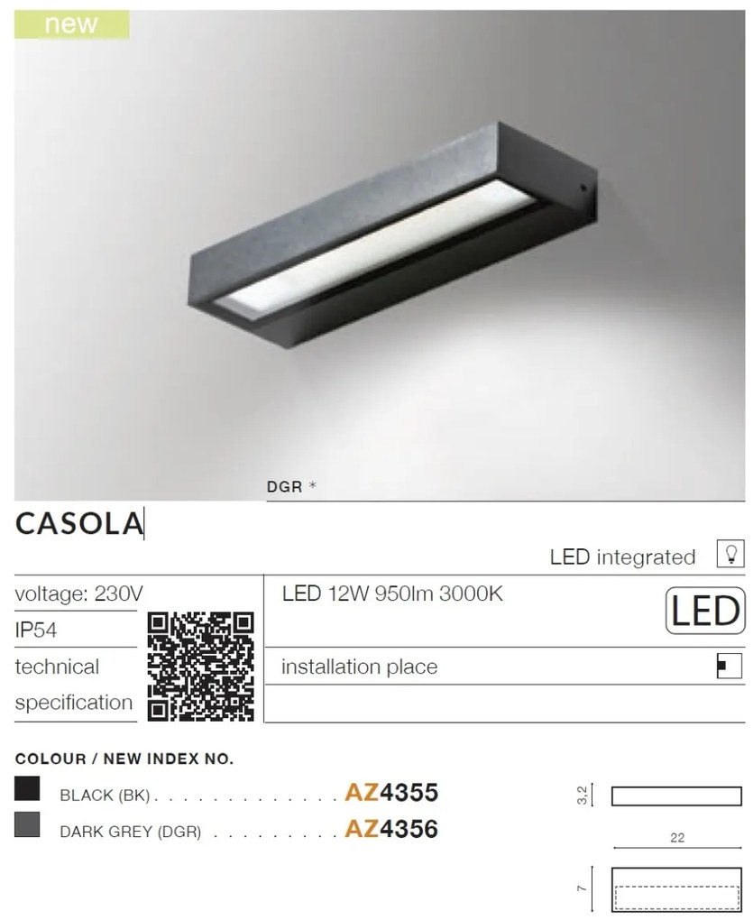 Aplica LED de exterior ambientala IP54 CASOLA GRI INCHIS