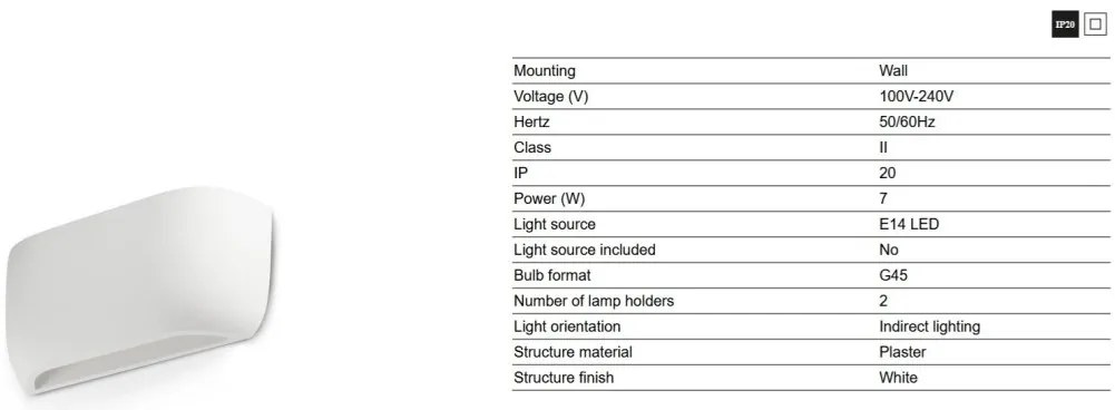 Aplica de perete iluminat ambiental KAPPU 30 alb