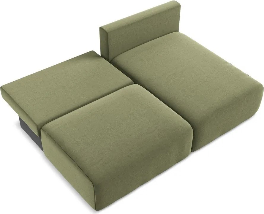 Colțar verde extensibil/cu spațiu de depozitare cu tapițerie din catifea (cu colț pe partea dreaptă/cu șezlong) Kalena – Makamii