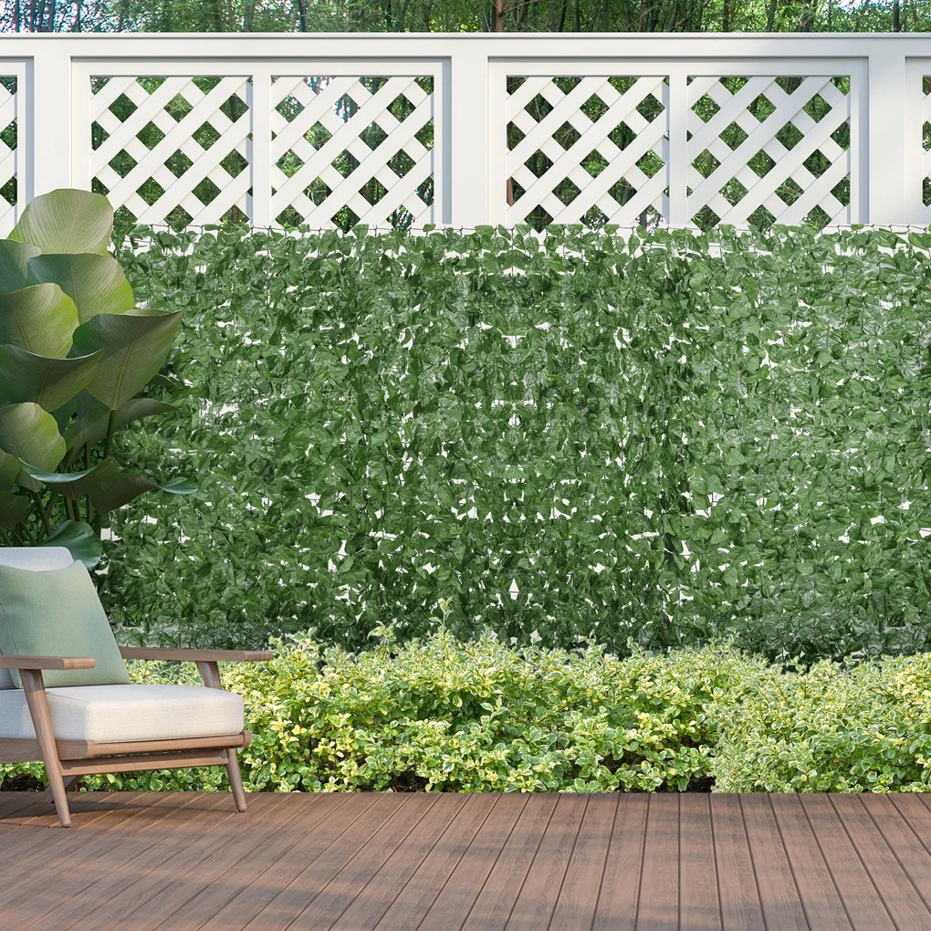 Outsunny Gard Viu Artificial din Fag pentru Balcon și Grădină, PE, 300x100 cm, Verde Închis | Aosom Romania