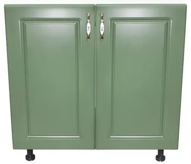 Corp inferior cu 2 usi 80 cm Zebra, Alba/MDF Verde, fara blat 80 x 82 x 50