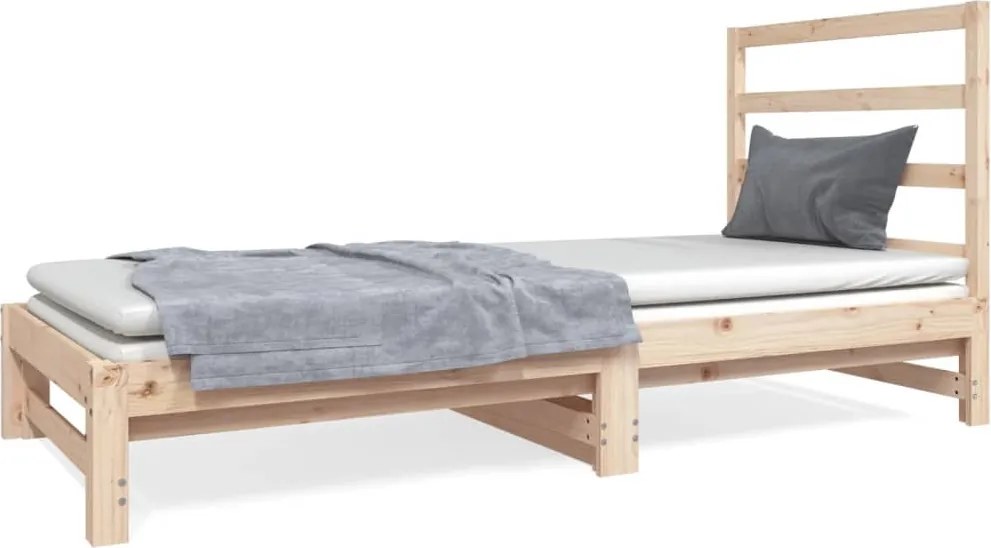 vidaXL Pat de zi extensibil, 2x(90x190) cm, lemn masiv de pin