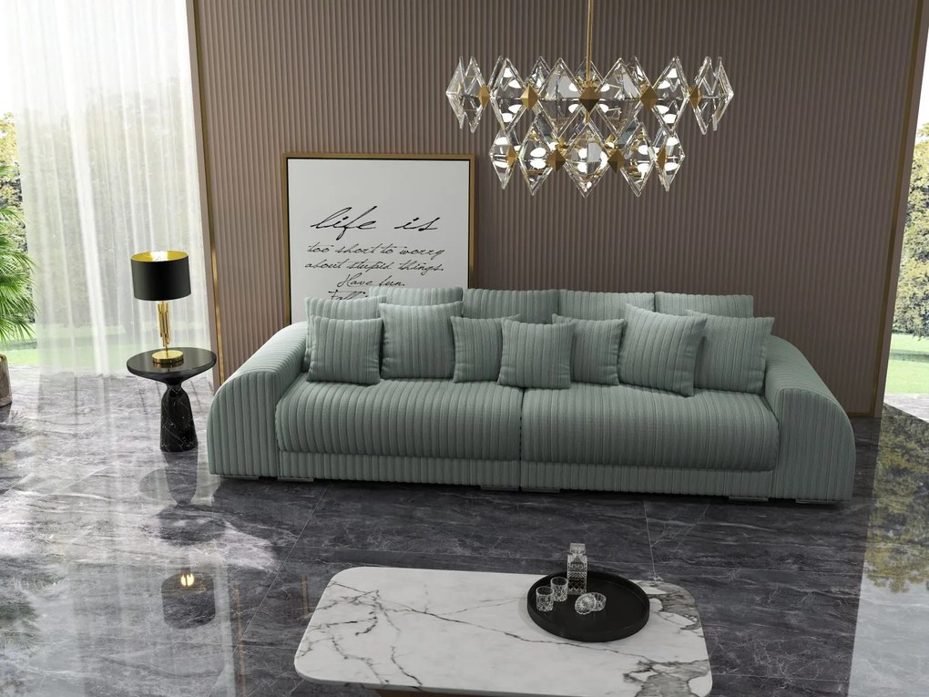 Canapea extensibilă dumonde cu 2 lăzi de depozitare si sezut confortabil din spuma high-density, Verona Ambience Mint 310x100 cm
