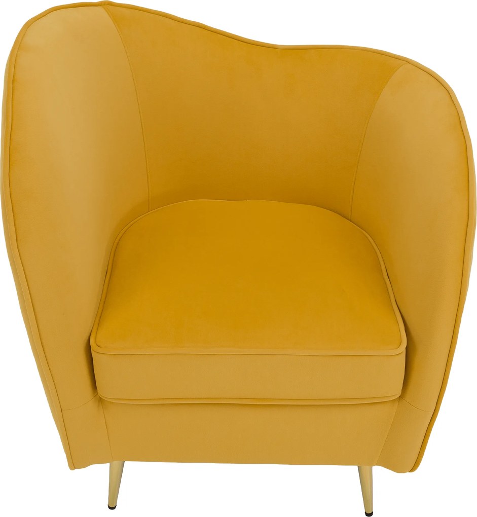 Fotoliu de design, ţesătură Velvet galbenă/gold crom auriu, EZIO