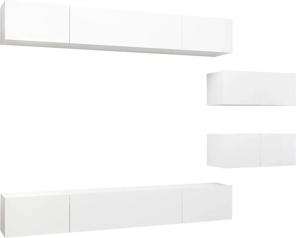 vidaXL Set dulapuri TV, 6 piese, alb, lemn prelucrat