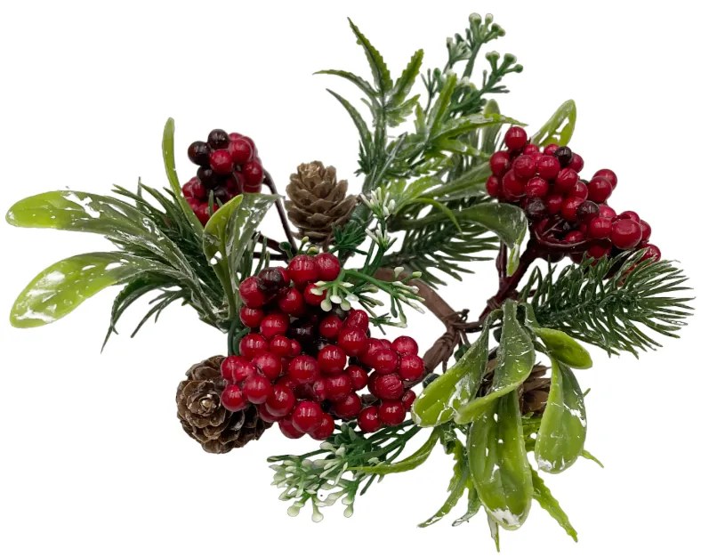 Coronita Craciun decor lumanare JOY, Rosu, 14cm