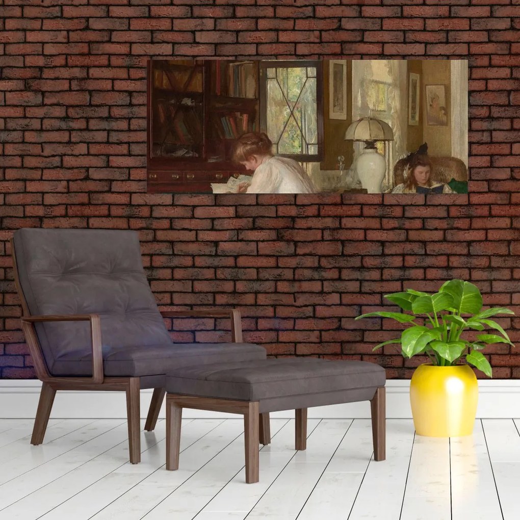 Tablou - Edmund Tarbell, Josephine and Mercie, reproducere (120x50 cm)