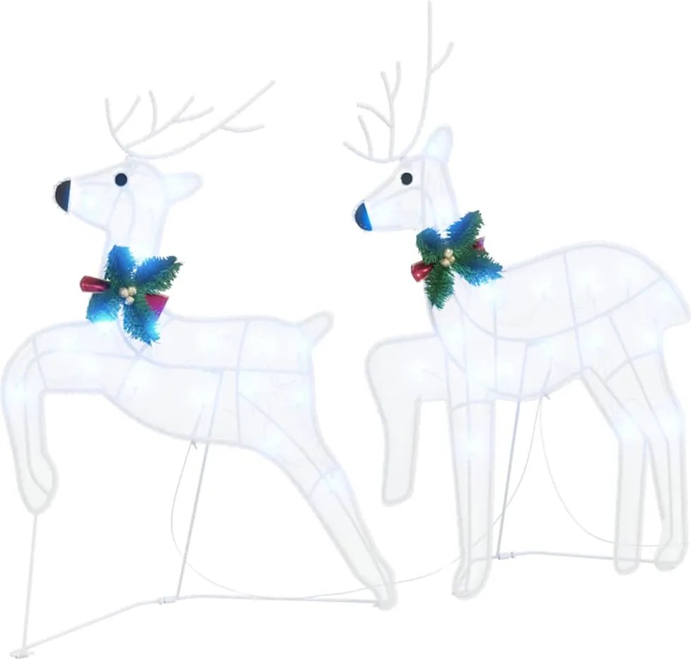 vidaXL Reni LED 2 pcs Alb Rece țesătură