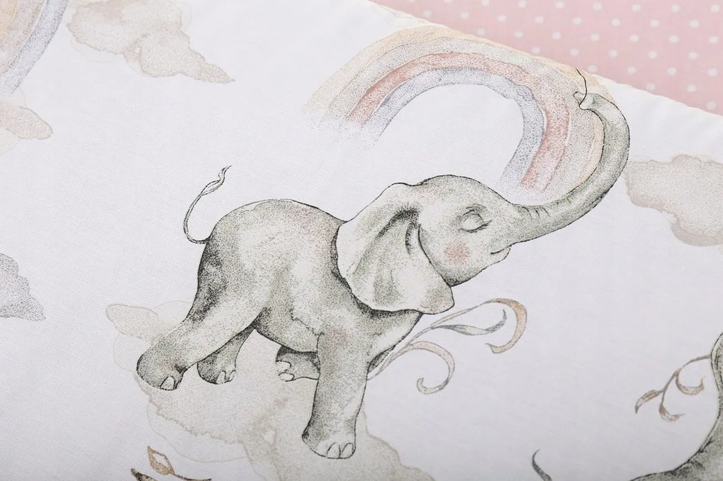 ShopJK PRPTECȚIE PEREȚI PENTRU PĂTUȚ 180 CM ELEFANT ROZ
