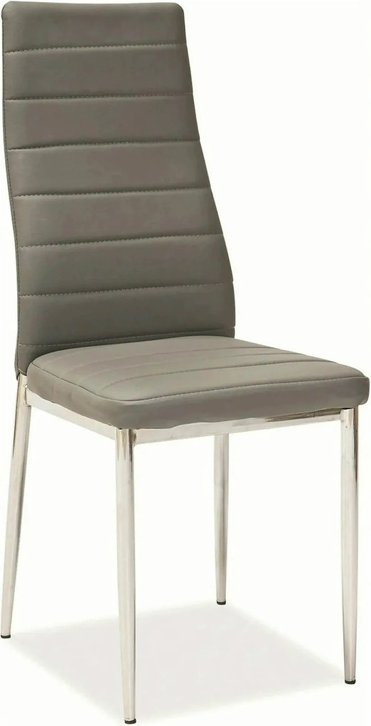 Scaun tapitat H261, gri/crom, piele ecologica/metal, 40X38X96 cm