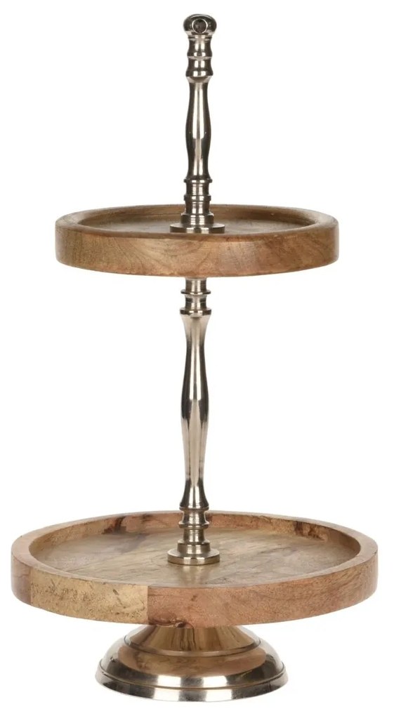 Platou Silver Mango din lemn si metal 36 cm