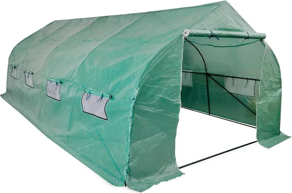 vidaXL Seră portabilă tip tunel, cadru din oțel, polietilenă, 18 m²
