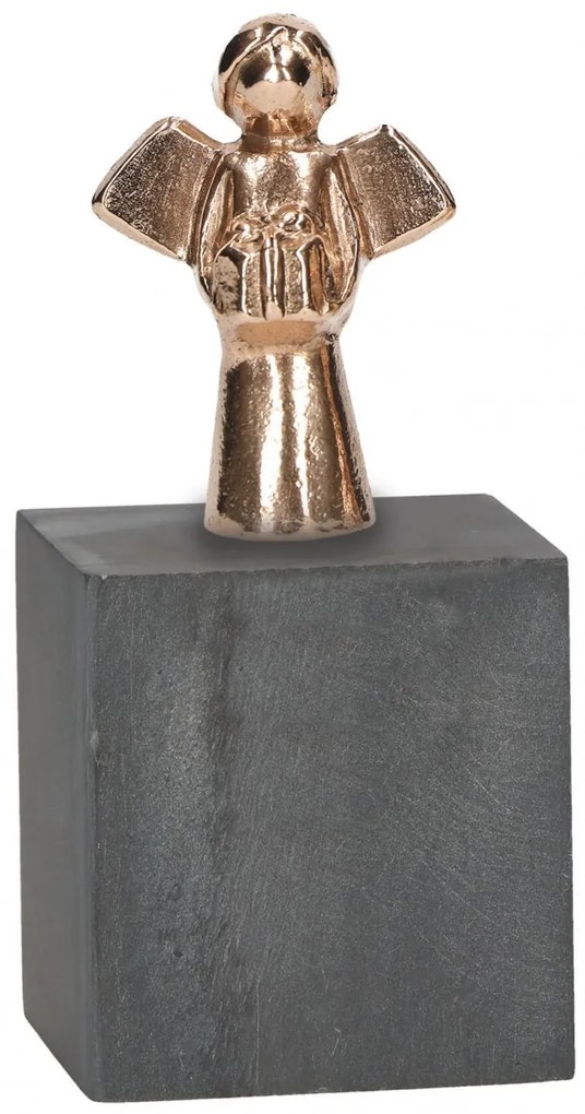 Statueta bronz "Ingeras cu dar" pe suport piatra