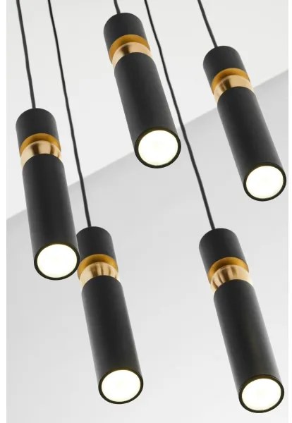 Lustră pe cablu Jupiter 2014 ALAS 5xGU10/10W/230V negru/auriu