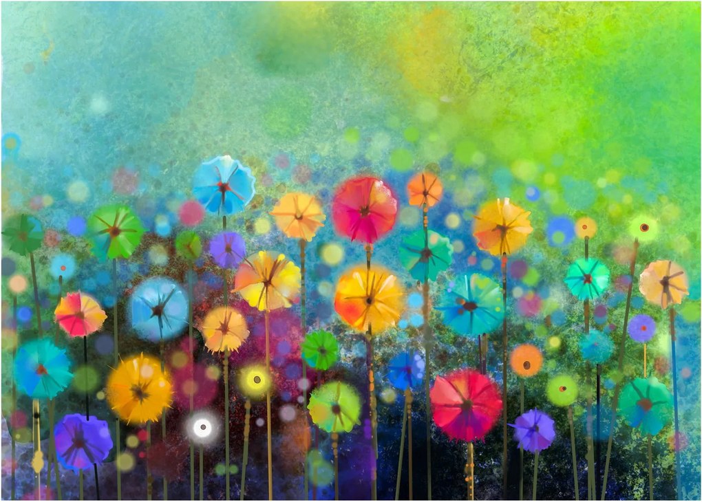 Tablou pe sticlă - Flori abstract (70x50 cm)