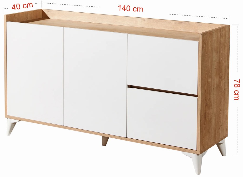 Comodă Tuvantille 32 (Stejar safir + alb). 1127520