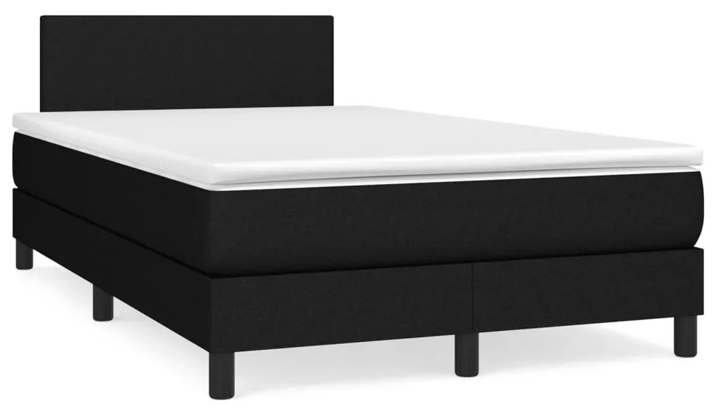 vidaXL Pat box spring cu saltea, negru, 120x190 cm, catifea
