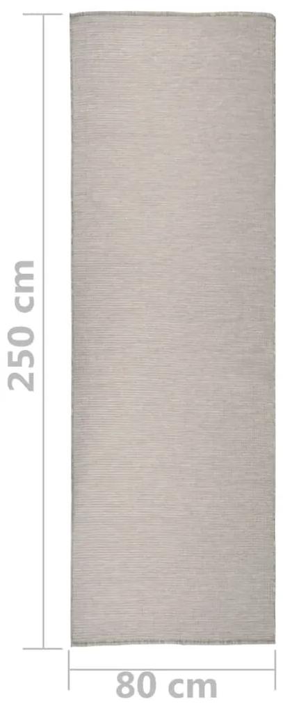 Covor de exterior, gri taupe, 80x250 cm, tesatura plata Gri taupe, 80 x 250 cm