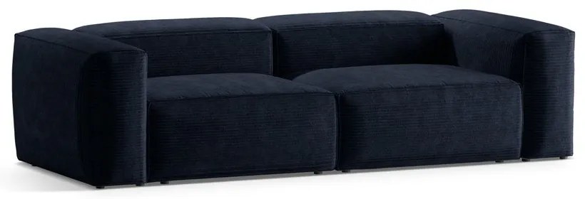 Canapea albastru-închis cu tapițerie din catifea reiată 264 cm Bergamo – Cosmopolitan Design