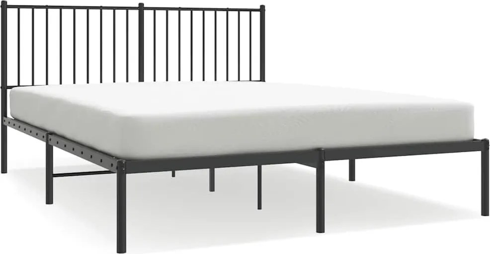 vidaXL Cadru de pat metalic cu tăblie, negru, 150x200 cm