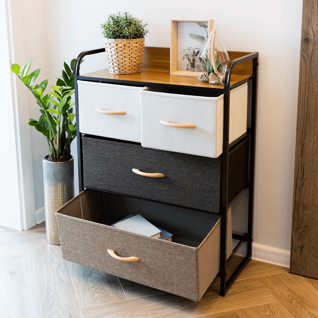 Comodă cu sertare din material textil HAZEL TIP 2,maro, M