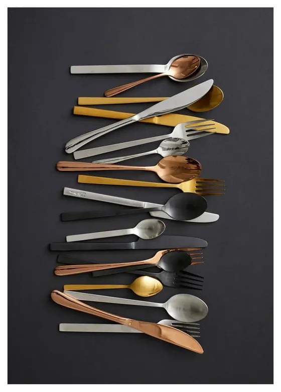 Tacâmuri argintiu-mat din oțel 16 buc. – Bitz