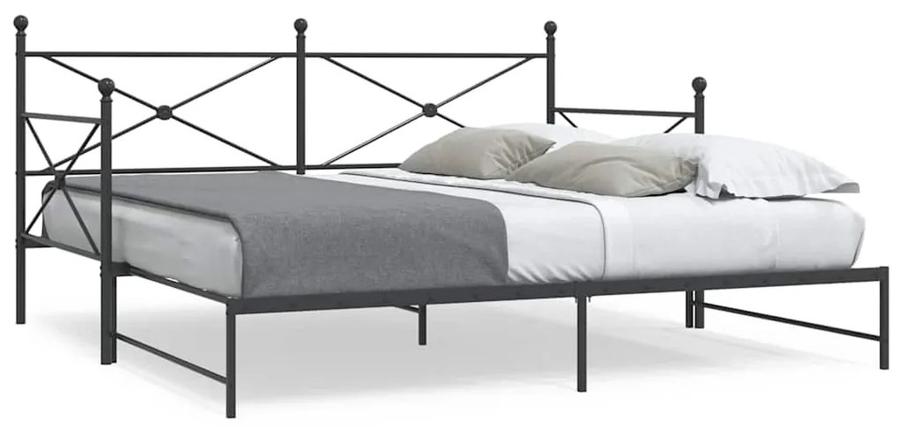 vidaXL Pat de zi cu șaia fără saltea Negru 107x203 cm Oțel