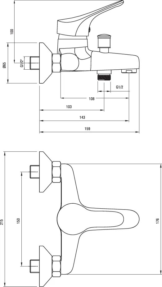Joko Baterie pentru cadă, montare pe perete - ECO-cartuș Finisaj: Crom BOJE010M