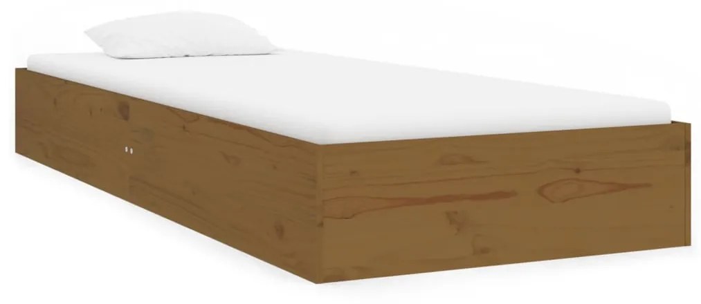 820070 vidaXL Cadru de pat single, maro miere, 90x190 cm, lemn masiv