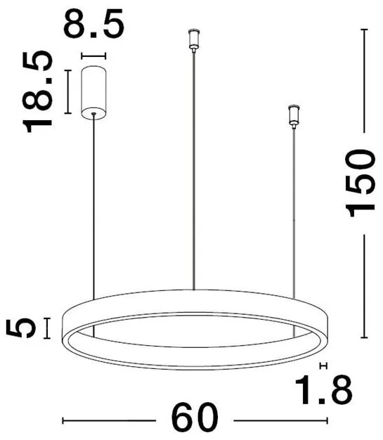 Lustra LED design circular cu iluminat sus si jos ELOWEN negru, diametru 60cm