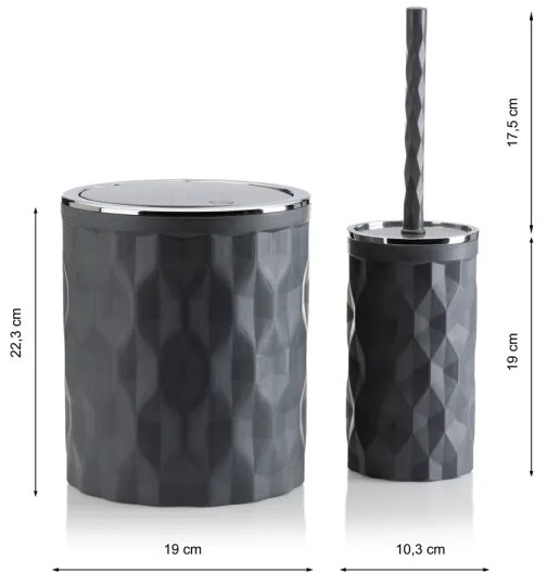 Set de baie REINA 5 buc. antracit/crom