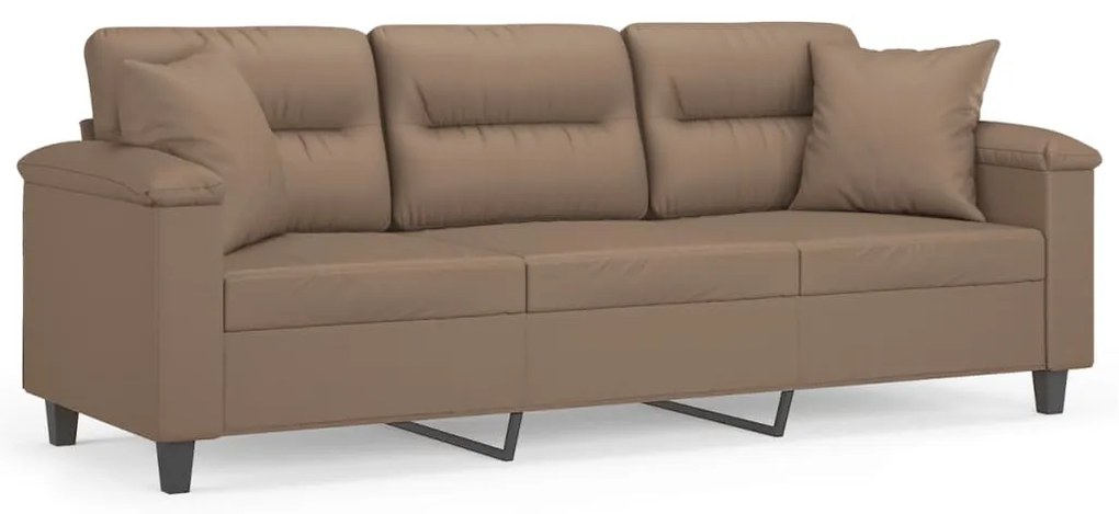3153310 vidaXL Canapea cu 3 locuri, perne&pernuțe cappuccino 180 cm piele eco